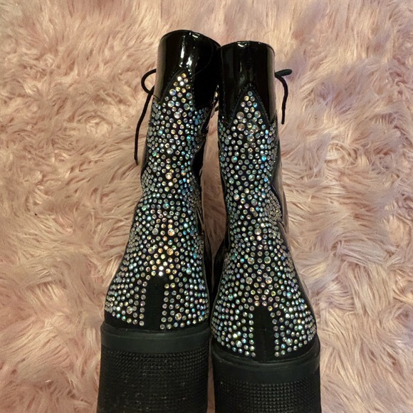 Black Rhinestone Embellished Women's Boots - Picture 7 of 7